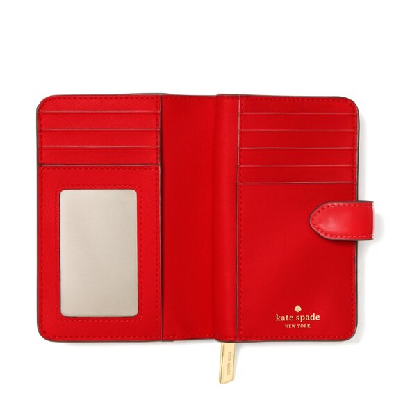 New Kate Spade Bridget Patent Medium Compact Bifold Wallet Bright Red - Picture 2 of 3